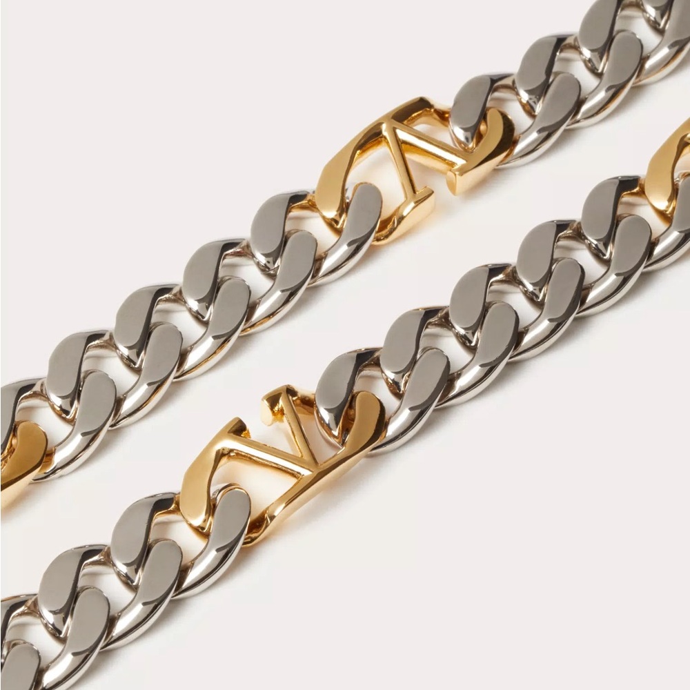 Valentino Gold and Silver VLogo Necklace